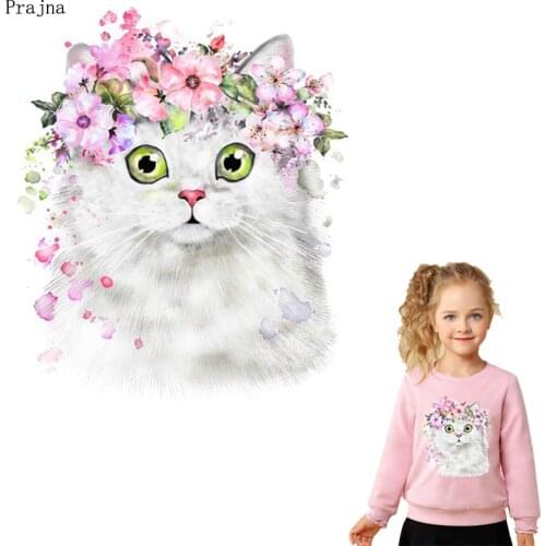 Prajna Cat Patch Iron On Transfers For Clothes Stripes Patches Thermo Stickers Heat Transfer Vinyl Badge Applique Garment Decor