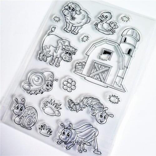 11*16cm Farm insects Transparent Clear Stamps / Silicone Seals Roller Stamp for DIY scrapbooking photo album/Card Making