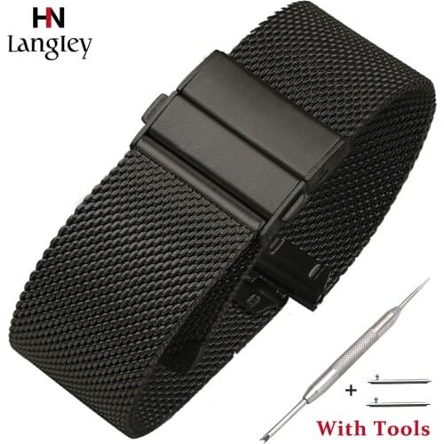 16/18/20/22mm Quick Release Watchband Full Steel Mesh Milanese Strap Double press butterfly clasp Watch Accessories Wholesale