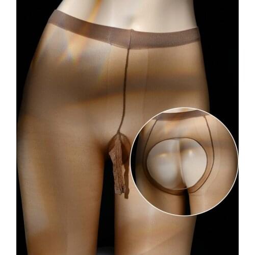 Sexy Men Stocking Shiny Ultra Thin Sheer Pantyhose Penis Sheath Open Crotch Stockings Tights Hosiery Sissy Erotic Underwear