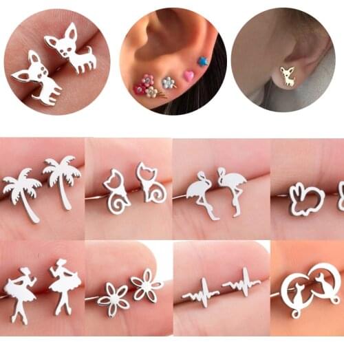 1Pair 18G Lovey Animal Shape Studs Earring Tragus Ear Piercing Sex Cartilage Piercing Earrings Oreha Helix Conch Daith Earrings