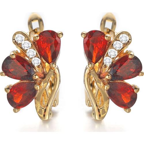 HANRESHE Earrings Horse Eye Natural Zircon Cute Stud Earrings Gift Women Rose Gold Red Blue Crystal Cute Women Earings Jewelry