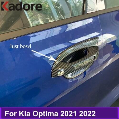 Styling Car Accessories ABS Carbon Fiber Side Door Handle Bowl Cover Trim Car Sticker For Kia Optima 2021 2022
