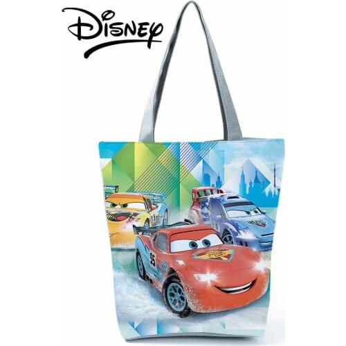 Disney Cars Printed Handbags High Capacity Cartoon Fashion Shoulder Bag Women Shopping Bag Eco Reusable Bag Foldable Storage Bag