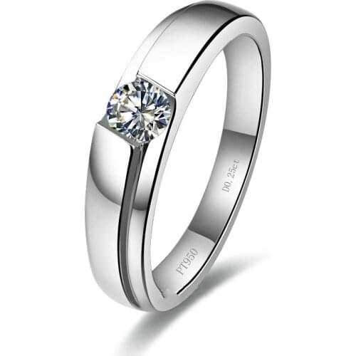 Test Positive 0.25Ct 4mm D-Color Moissanite Diamond Ring Platinum 950 Engagement Ring for Women Romantic Jewelry