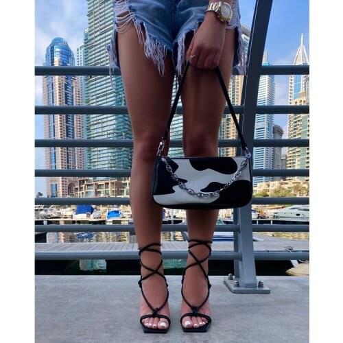 Female Bag Fashion Printing Shoulder Bag Chain Decoration Handbag Outdoor Casual Woman Handbag