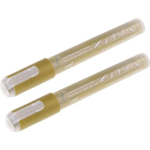 2 Pcs Gold Acrylic Markers Pen Art Permanent Paint Pens For Painting Craft