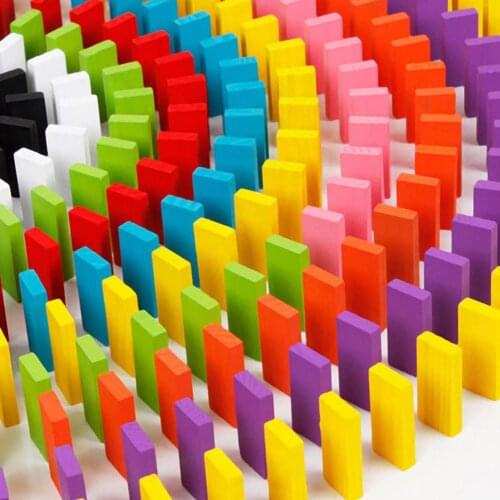 120Pcs/Set Children Color Sort Rainbow Wood Domino Blocks Kits Early Bright Dominoes Games Educational Toys For Kid Gift