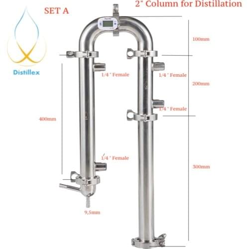 2" (51mm) OD64mm Reflux tower, Distiller , Column for distillation, Sanitary Steel 304