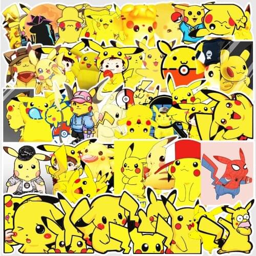 5/10/54pcs New Anime Pokemon Kawaii Pikachu Stickers Cartoon Decals Skateboard Laptop Kids Waterproof Stikers Kids Toys