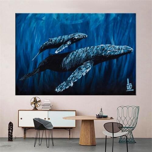Whale Graffiti Abstract Landscape Wall Art Canvas Painting Nordic Posters And Prints Wall Pictures For Living Room Home Decor