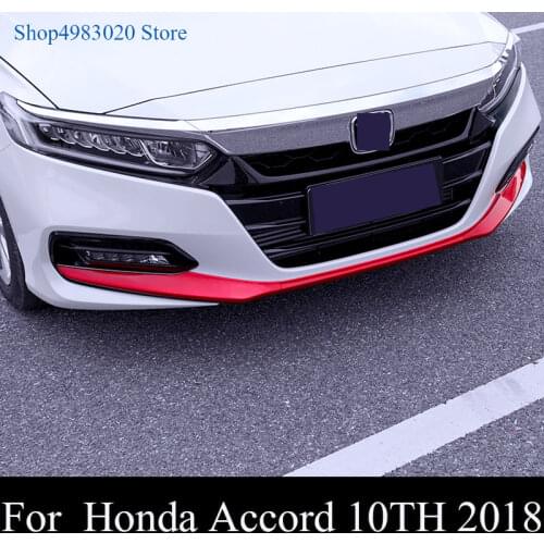 For Honda Accord 10th 2018 Accessories ABS Plastic Car Styling Bumper Strip Kit Outside Front Bumper Lip Skirt Cover
