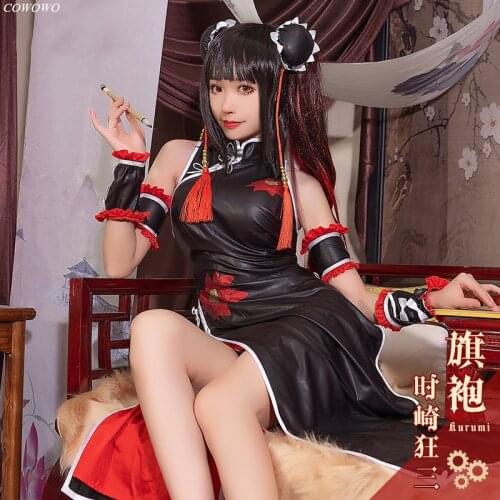 Anime! DATE A LIVE Tokisaki Kurumi Nightmare Vintage Cheongsam Sexy Dress Uniform Cosplay Costume Halloween Party Suit Free Ship