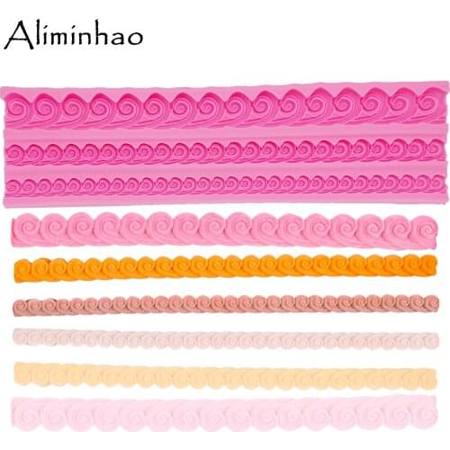 B1301 Wave pattern DIY Cake border Resin Clay Sugarcraft Mold fondant silicone mold for cake decorating tools chocolate