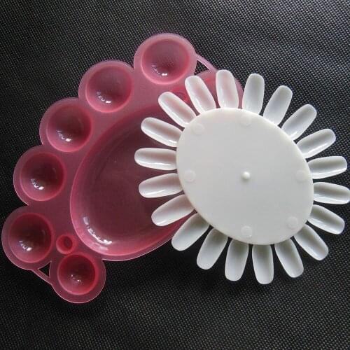 Free Shipping! Christmas Gifts 2 pcs Drawing Painting Tool Nail Art Polish Palette Dish Dappen Dish colour display