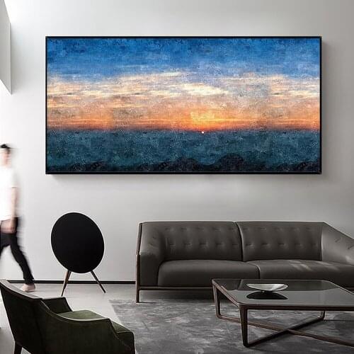 Large Wall Art Hand Painted Abstract Sunset Oil Painting On Canvas Abstract Landscape Painting Living Room Bedroom Decoration