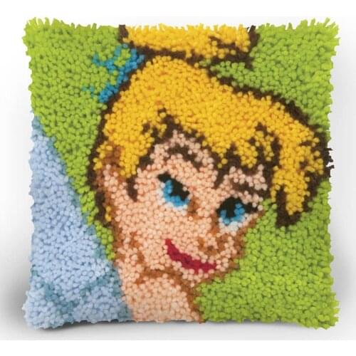 DIY Latch Hook Kits Throw Pillow Cover Cute Panda Rug Pattern Printed Princess Crochet Needlework Crafts for Kids and Adults