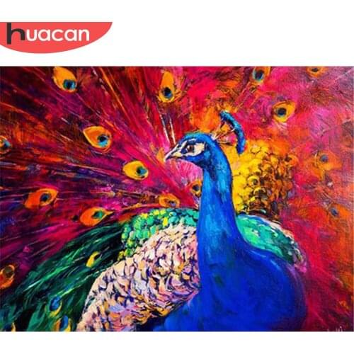 HUACAN 5D DIY Diamond Embroidery Cross Stitch Peacock Diamond Painting Full Square New Arrival Animal Handmade Gift