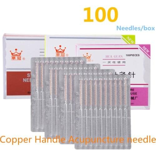Red Copper Handle Acupuncture Needle 100 Disposable Chinese Medicine Beauty Relieve Pain Muscle Relax