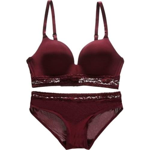 Women Lingerie Bra Set Wire Free Sexy Lace Embroidery Cup AB Bralette 5 Colors Seamless Panties Lace Underwear Set