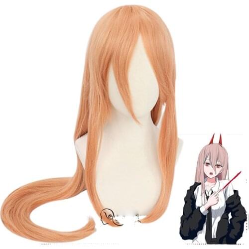 80cm Long Anime Chainsaw Man Makima Cosplay Wig Hairpins Props Halloween Party Role Play Cosplay Costume