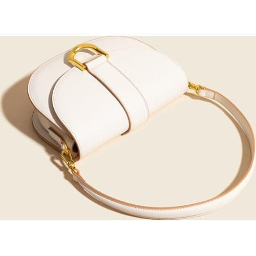 OUSSON New Design Small Square Leather Underarm Bag Exquisite Female Retro Semicircle Bag One Shoulder Handbag