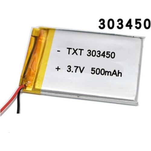 303450 3.7V 500mAh Lithium polymer Battery For Remote Control Mini Camera LED Light Bluetooth Headphone speaker Lipo Bateria