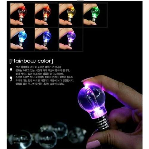 T Mini Colorful Flash Bulb Key Chain Strange New Creative Small Gifts Luminescence Toys Colorful Not Afraid to Fall