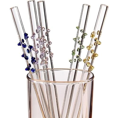Reusable Colored Glass Straws Smoothie Drinking Straw for Milkshakes Frozen Drinks Environmentally Friendly Drinkware Straws Set