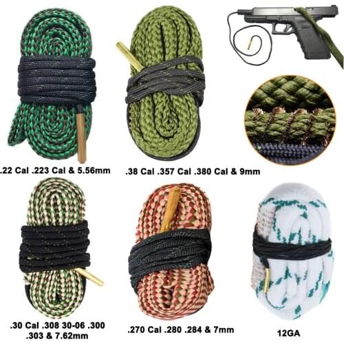 Cleaning Kit Tool Rifle Barrel Calibre Snake Rope 22 Cal.223 Cal.38 Cal& 5.56mm,7.62mm,12GA Hunting Gun Bore Cleaner Snake Rope
