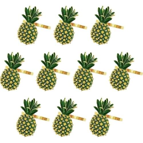 Summer Napkin Rings Set of 10,Pineapple Napkin Holder Rings Holders for Tables, Fruit Napkin Buckles Ring for Kitchen