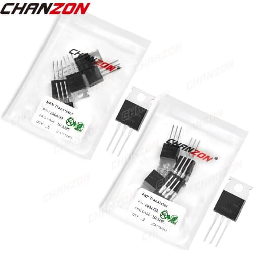 10pcs (5PCS 2SA2222 + 5PCS 2SC6144) TO-220F NPN PNP Transistor Kit Bipolar Junction BJT Triode Tube Fets DIY Integrated Circuits