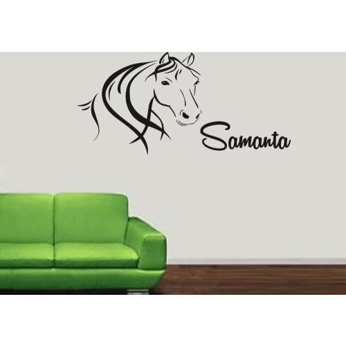 Personalised Baby Name Horse Head Vinyl Wall Sticker DIY Wall Art Decal Kids Bedroom Boys Room Decor Birthday Decoration JW163