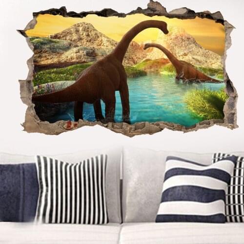 Cartoon Jurassic Park Dinosaur Animal Wall Stickers For Kids Rooms Bedroom Home Decor 3d Vivid Wall Decals PVC Mural Art Poster