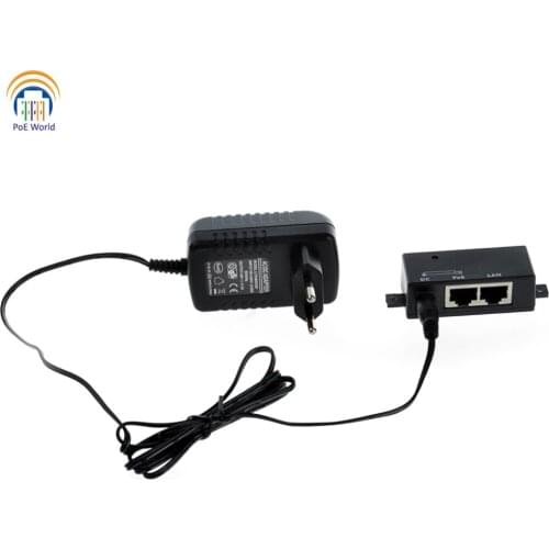 48v15w Wall mount poe injector 100mbps Passive Power over Ethernet injector modeB poe splitter with 48volt power adapter
