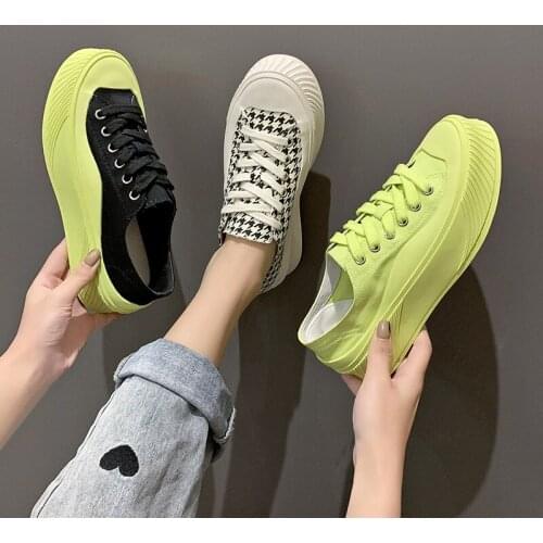 2021 Summer New Dissolving Canvas Shoes Womens Shoes Lace-up Fashionable And Comfortable Rubber Student Casual Low-top Sneakers