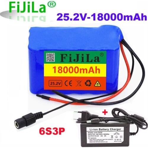 New 24V 18Ah 6S3P 18650 Battery Lithium Battery 25.2V 18000mAh Electric Bicycle Moped /Electric/Li ion Battery Pack with charger