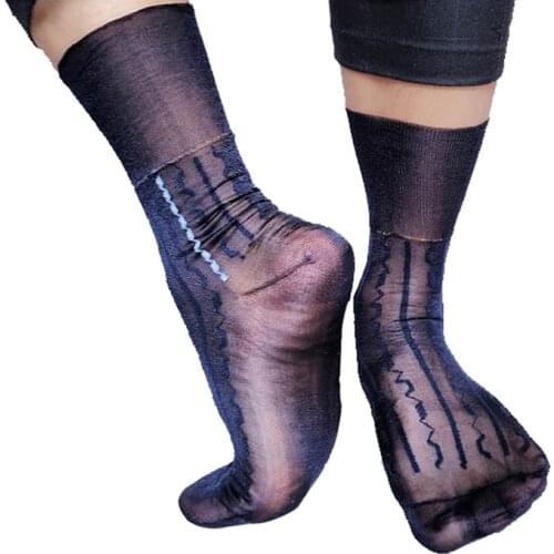PEAJOA Brand Sexy Sheer Soft Socks For Men Nylon Silk Thin Gentlemen Dress Suits Socks Formal High Quality