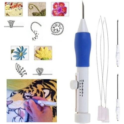 1 Set New Embroidery Punch Needle Pen 1.3mm 1.6mm 2.2mm Threaders Tools Kit DIY Knitting Craft Sewing Accessories
