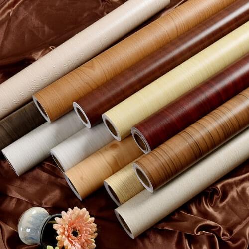 PVC Wood Grain Wallpaper Self Adhesive Waterproof Furniture Stickers Contact Paper Dormitory Kitchen Door Cabinet Desktop Decor