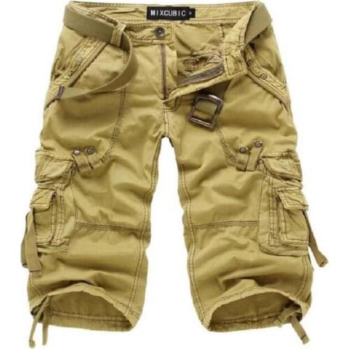 Multi-Pockets Calf-Length Short Homme Mens Clothing 2021 Summer Cargo Shorts Men Casual Workout Military Army Mens Shorts