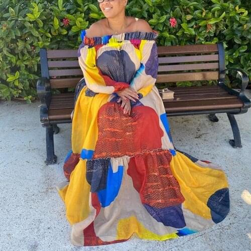 Long Sleeve Off Shoulder Loose Maxi Dress Casual Dakashi Dresses