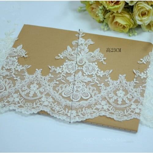 5 Yards 23cm Width Vintage Embroidered Flower Floral Lace Edge Trim Ribbon Wedding Bridal Accessories Supply DIY Sewing Crafts