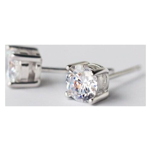 WTLTC Dainty Small Cubic Zirconia Stud Earrings for Women 925 Sterling Sliver Studs Earrings High Quality Tiny Post Earrings