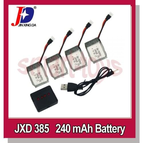 JXD 3851 to 4 Charger and 4* Battery for JXD JD-385 388 Hubsan X4 H107L H107C H107D Wltoys V966 V977 U816A Quadcopter Parts