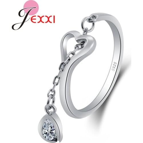 Factory Price Sweet Heart Decoration Women Girls Chain Pendant Opening Ring For Party Jewelry
