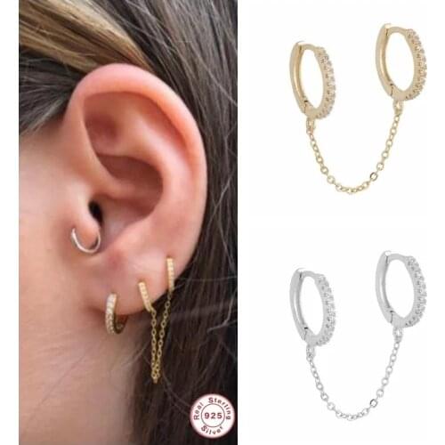 1 PCS 925 Sterling Silver Crystal Round Tassel Stud Earrings For Women Wedding Female Pendientes eh426