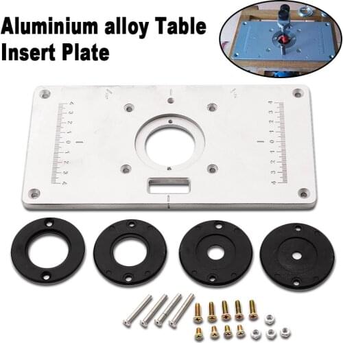 1PC Table Insert Plate Router Trimmer Machine General Purpose Aluminum Multi-function Base Plate With 4 Insert Rings
