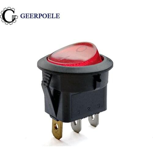 10 pcs/lot 23mm Lamp 3 Pin 250V 6A Boat Round Switch SPST Snap-in ON/OFF LED Rocker Switch Light kcd1