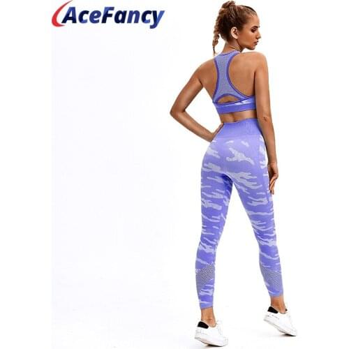 2PCS Camouflage Sport Outfit For Woman Acefancy ZC2479 Anti-Sweat Tank Top + Skinny Fitness Leggings Women Fitness Set